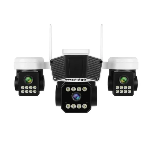 دوربین مداربسته سه‌لنزه 360 درجه | 12MP، دید در شب رنگی، سیم‌کارت‌خور